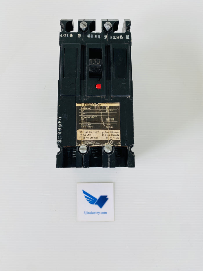 ED63B100 - 100A - 3 POLE - 3 PHASE - 600VAC  -  ITE SIEMENS E6 CIRCUIT BREAKER