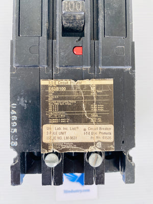 ED63B100 - 100A - 3 POLE - 3 PHASE - 600VAC  -  ITE SIEMENS E6 CIRCUIT BREAKER