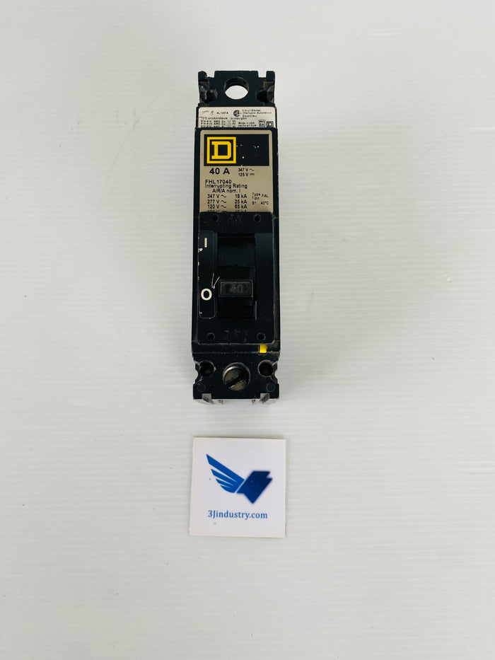 FHL17040 - 40A - 347V - 125V - 1 POLE  -  SQUARE D FAL BREAKER