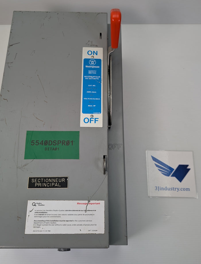 NHF361 - Westinghouse Electrical Power Distribution Fusible Safety Disconnect Switch