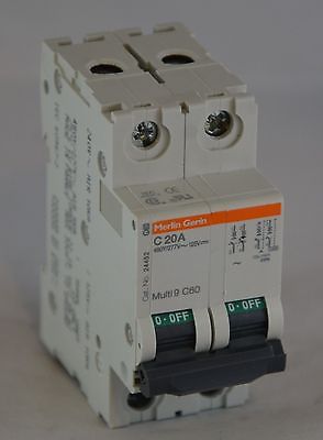 24452 - MG24452 MERLIN GERIN CIRCUIT BREAKER 20AMP B CURVE 2POLE 480Y/277VAC DIN