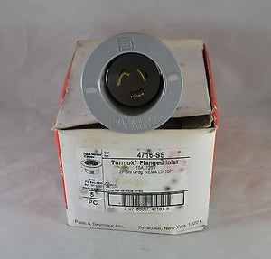 4716-SS   -  PASS & SEYMOUR  -  TURNLOK FLANGED INLET  15A,125V, 2P, 3W