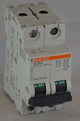 24134 - MG24134 MERLIN-GERIN CIRCUIT BREAKER 20AMP B CURVE 2POLE 480Y/277VAC DIN