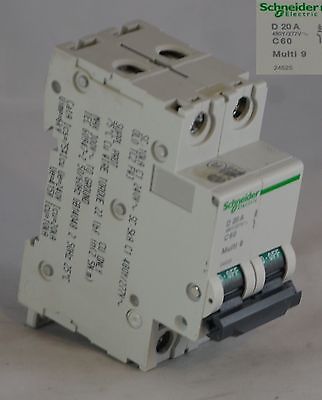 24525 - MG24525 SCHNEIDER  CIRCUIT BREAKER 20AMP D CURVE 2POLE 480Y/277VAC DIN R