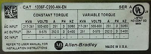 1336F-C200-AN-EN Allen Bradley Drive 575VAC 200HP 1336F-C200-ANEN 1336FC200ANEN