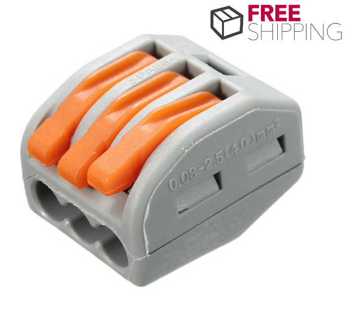 Excellway® ET25 3 Pins Spring Terminal Block 5Pcs Electric Cable Wire Connector