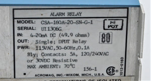 CSA-160A-20-SN-G-1 - CSA160A20SNG1 - UI1306G  -  Acromag CSA Alarm relay