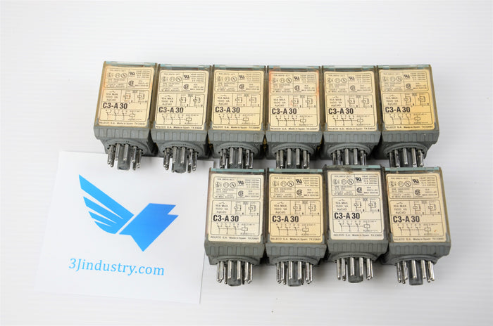 Lot of 10 Relay C3-A30-120VAC - Releco - Coil 120VAC  -  Releco C3 Relay