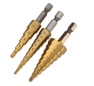 Drillpro 3Pcs 1/4 Inch Hex Shank HSS Titanium Coated Step Drill Bit Set 3-12/4-12/4-20mm