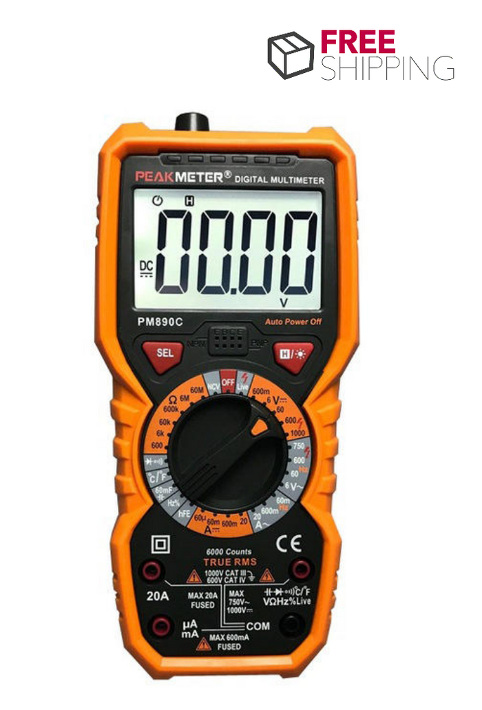 Multimeter Digital True RMS 6000 Counts Multimeter DC/AC Current Voltage Capacitance Resistance Frequency Temperature hFE Tester